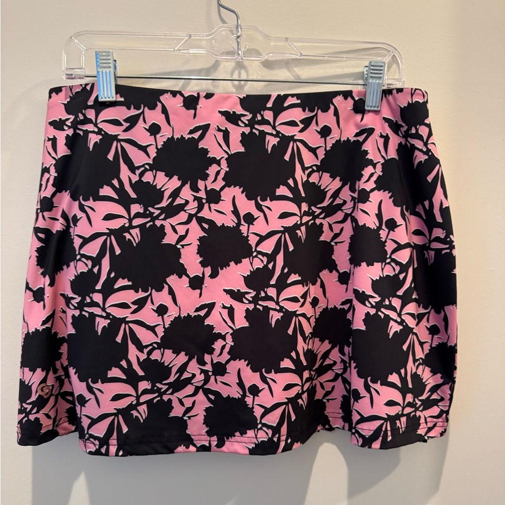 Floral Pink and Black Women's Tennis Skirt